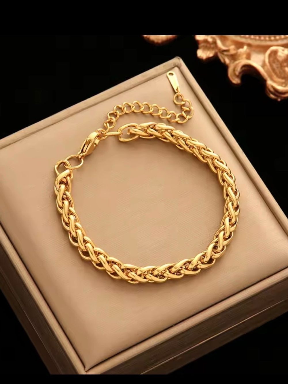 Gold-Tone Braided Chain Bracelet - Unbranded
